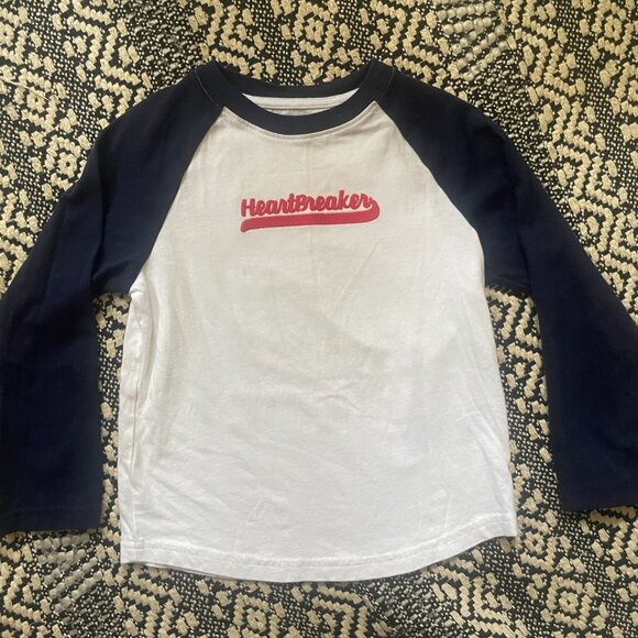 Janie and Jack Boys Heartbreaker Raglan Baseball Tee – White – Size 4 - Picture 2 of 4